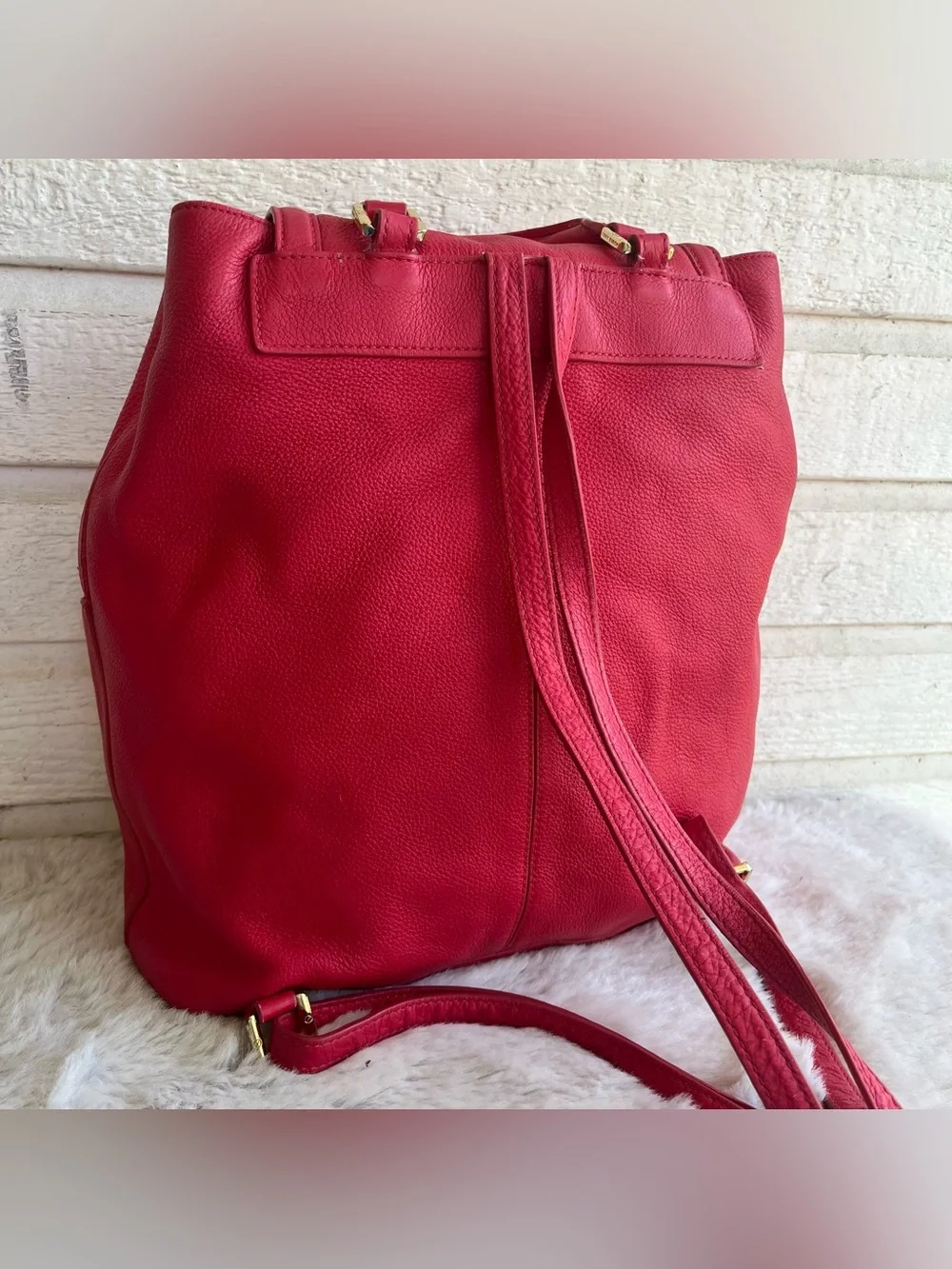 TORY BURCH Hot Pink Amanda Marion Drawstring Large Backpack Shoulder Bag